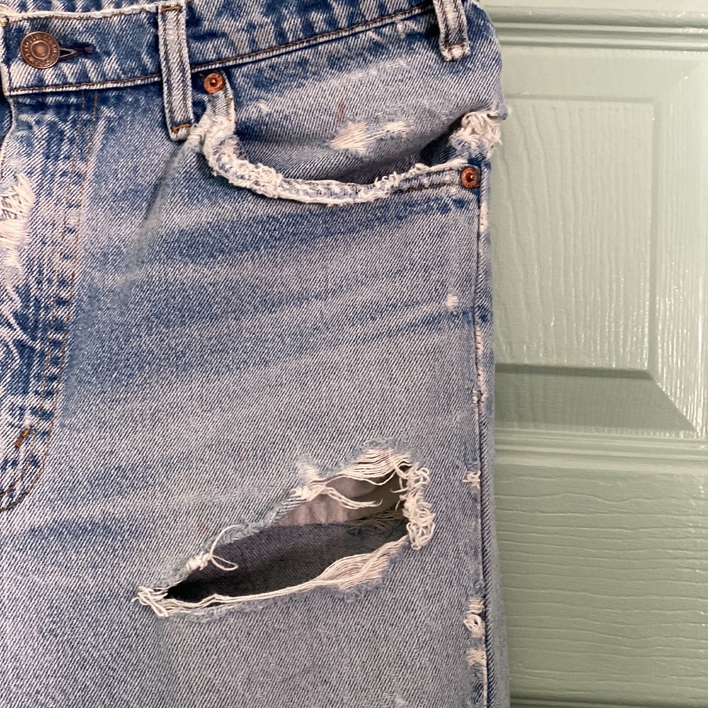 VNTG LEVIS ORANGE TAB 70s zipper fly DESTROYED jeans with super light wash 34/34 - Picture 8 of 13